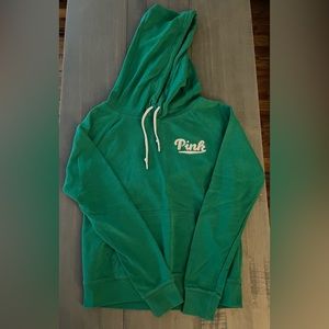 PINK Pull-over hoodie. Green. Medium.
